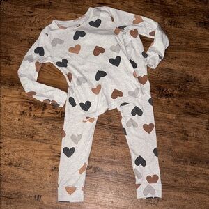 Carter's Heart Print Kids Pajama Set - Gray, Black, Brown